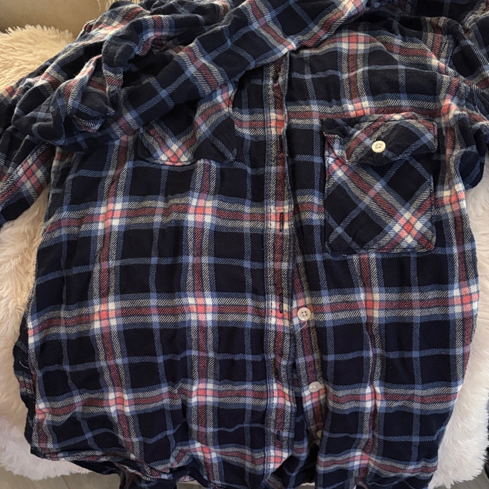 Aeropostale Blue and Pink Plaid Shirt